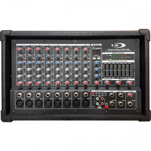 E&amp;W (PM-1200) 파워드 믹서 600W+600W 4옴 2채널