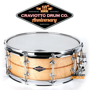[100%수공]Craviotto / 14 x 5.5 Custom Shop 45/45 Birdseye Maple Snare Drum w/ Cherry Inlay/ 클라비오토 솔리드메이플 스네어드럼